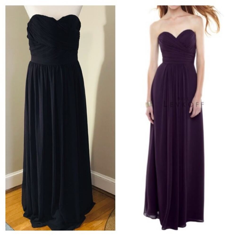 Bill Levkoff Plum Strapless Full Length Evening Gown